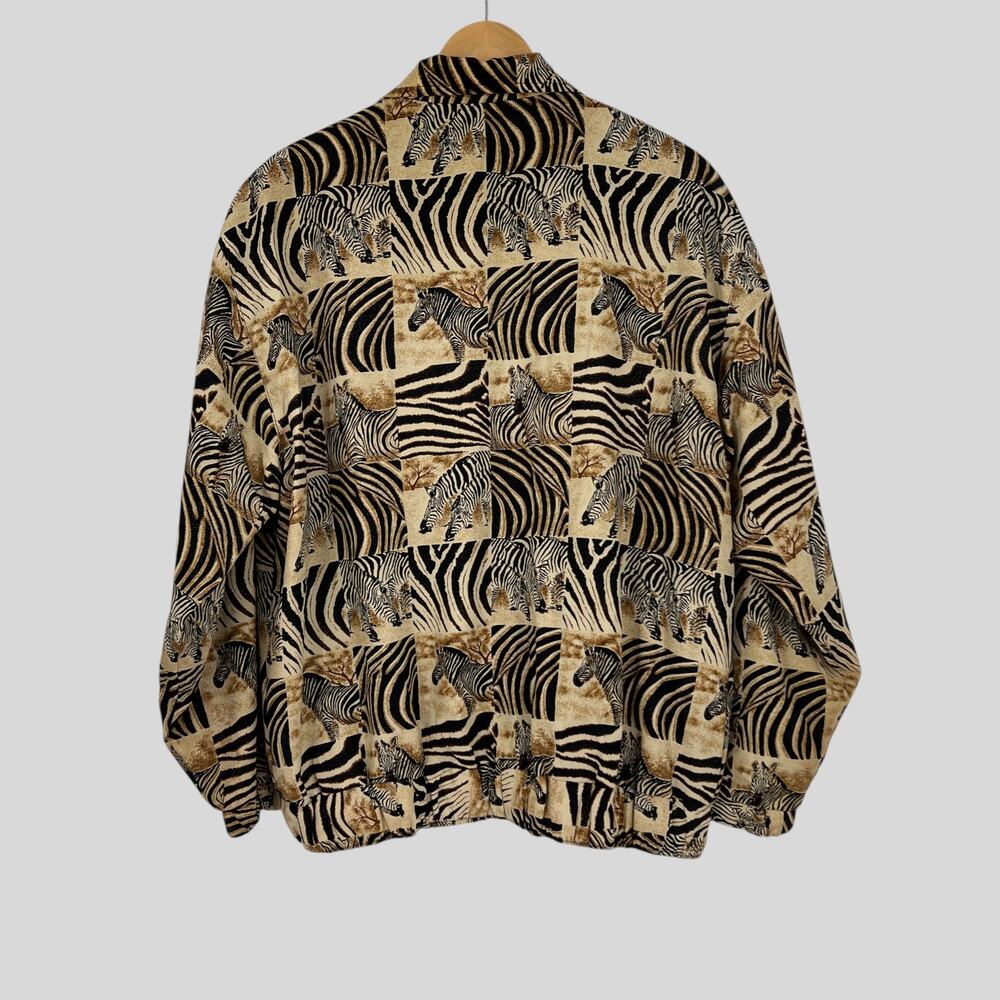 Vintage A.D.S San Francisco Zebra Animal Print Jacket Made in Korea Size L - Picture 2 of 6